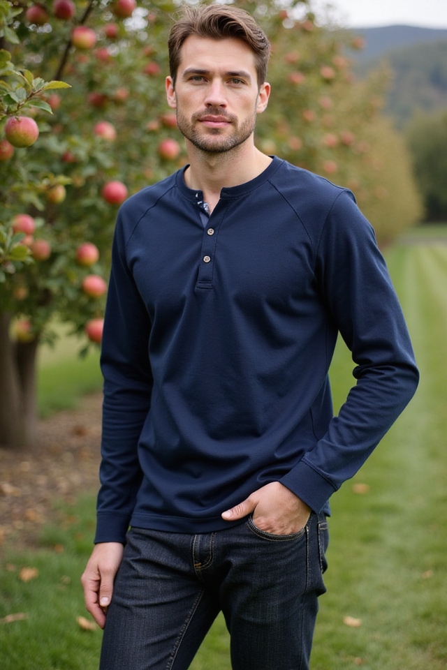 casual stylish henley outfit