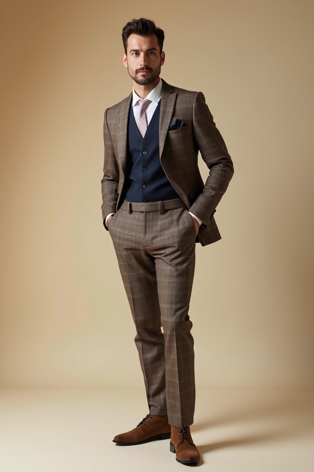 checkered suit casual boots