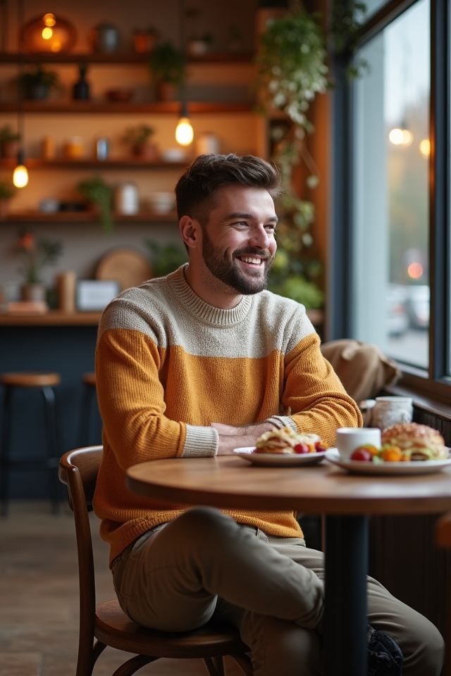 chinos sweater casual brunch