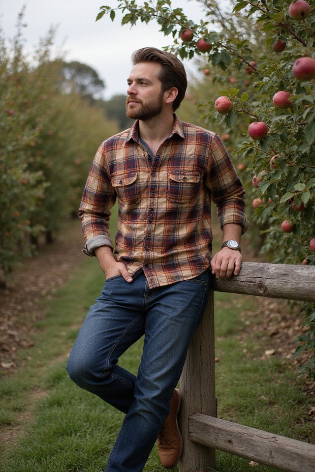 comfortable plaid shirt outfit