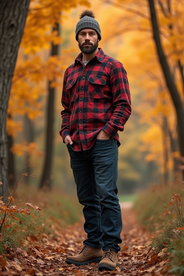cozy flannel and jeans