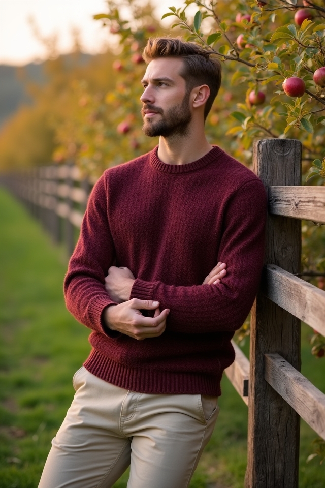 cozy sweater slim fit khakis