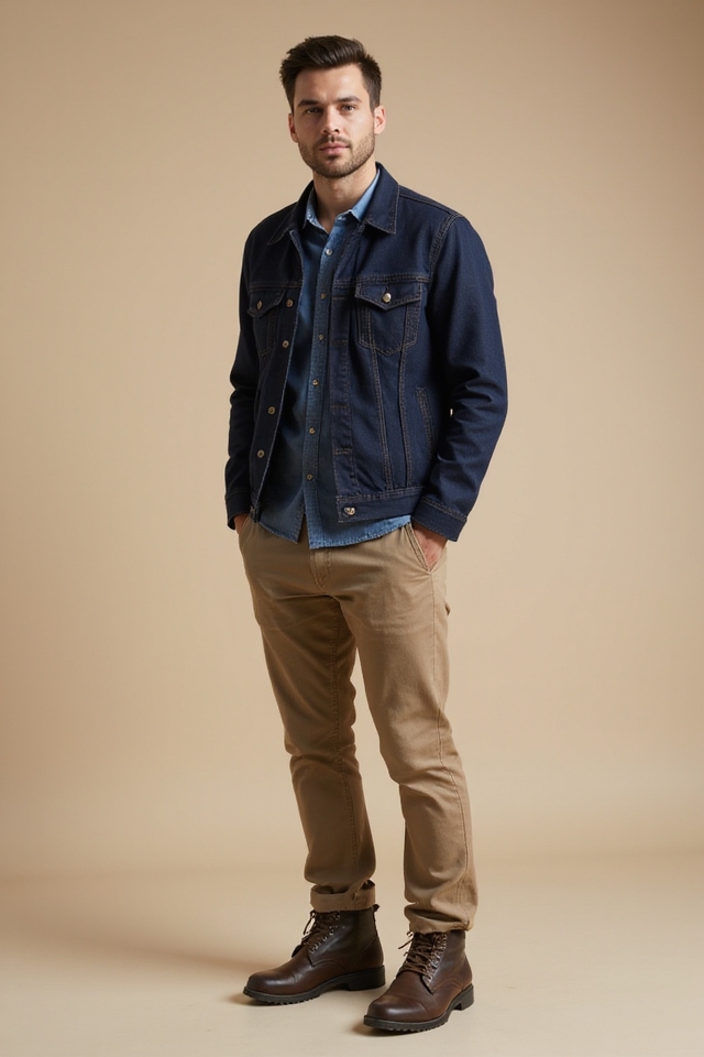 denim jacket with chinos