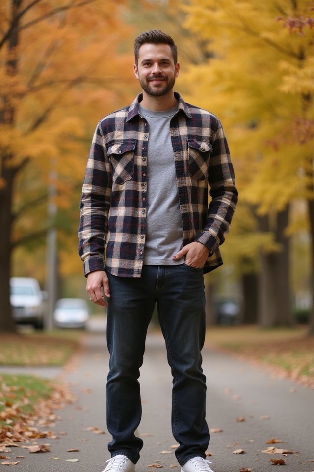 flannel shirt layered outfit
