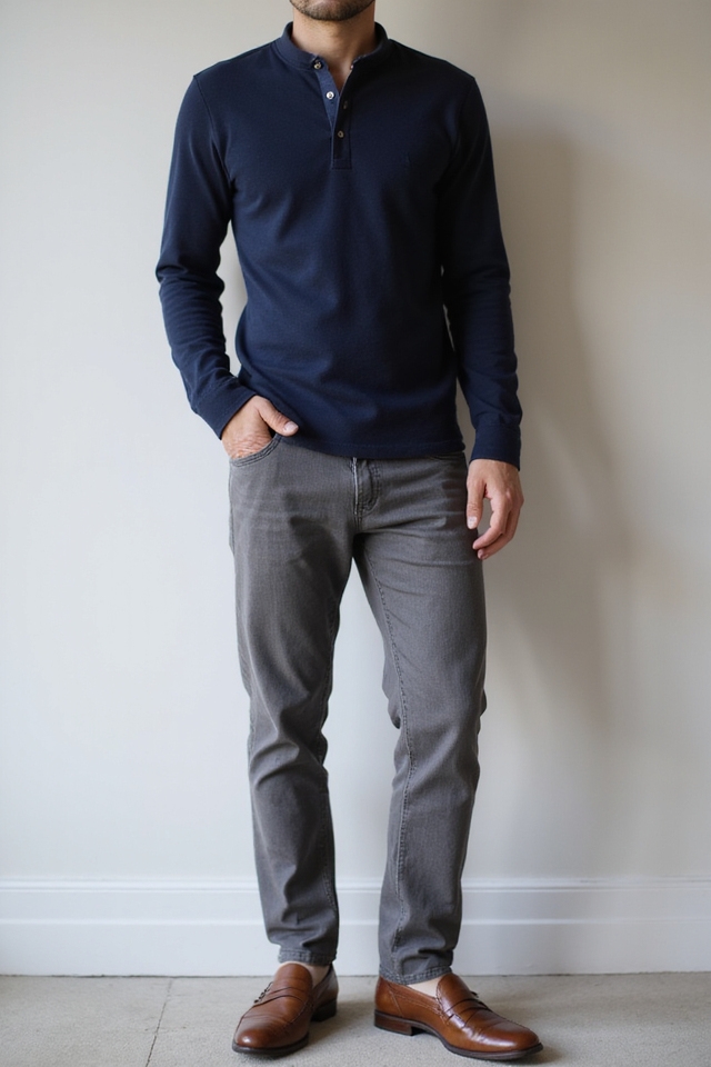 henley shirt and dress pants