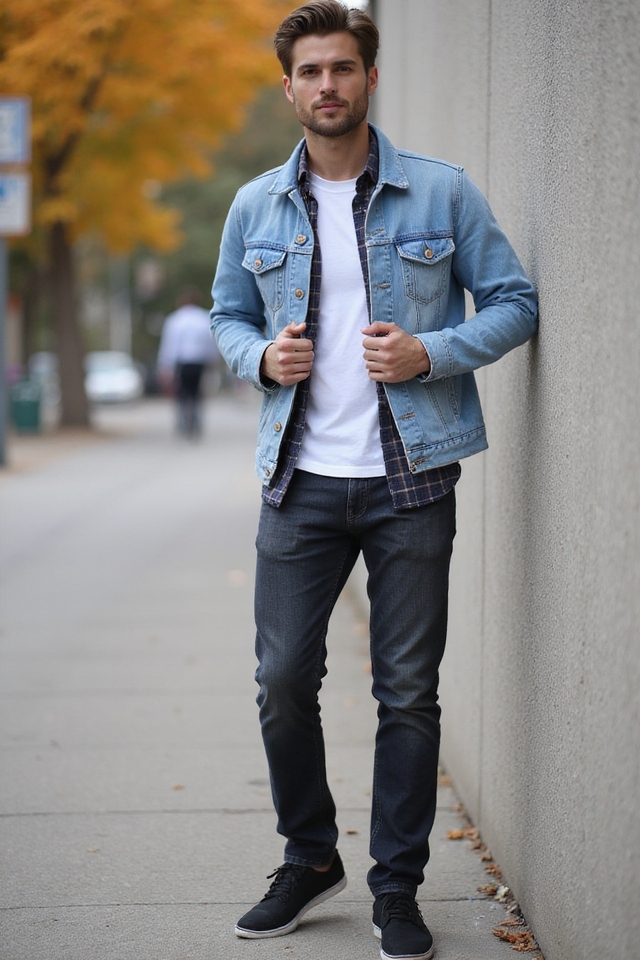layered denim jacket style
