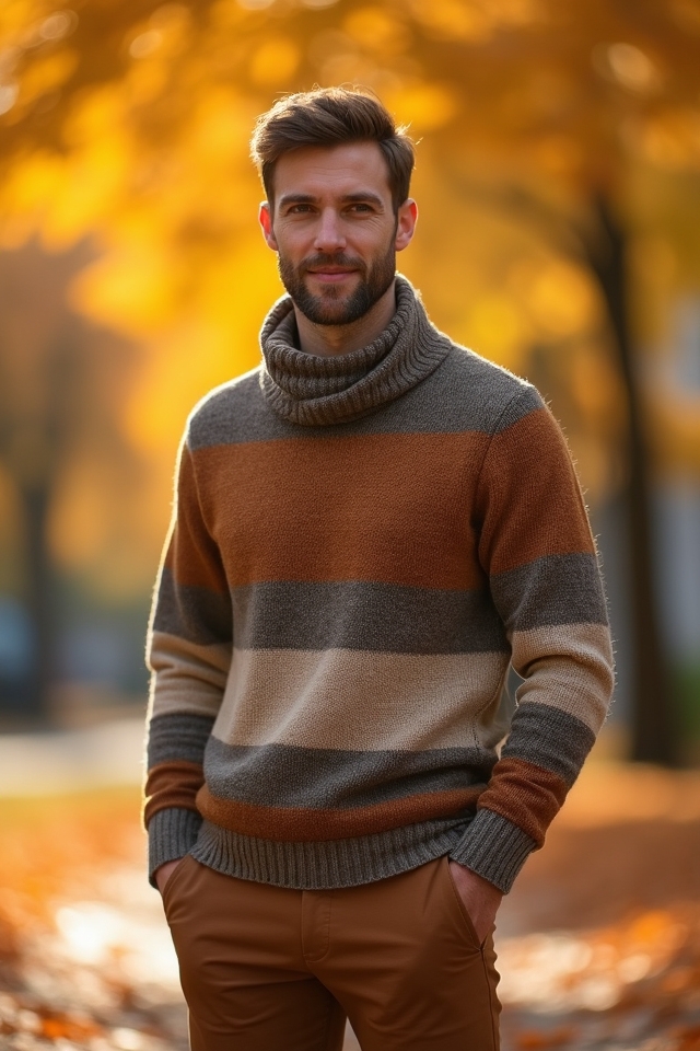 layered sweater tailored chinos