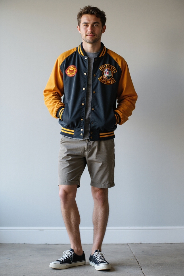 retro jacket modern shorts