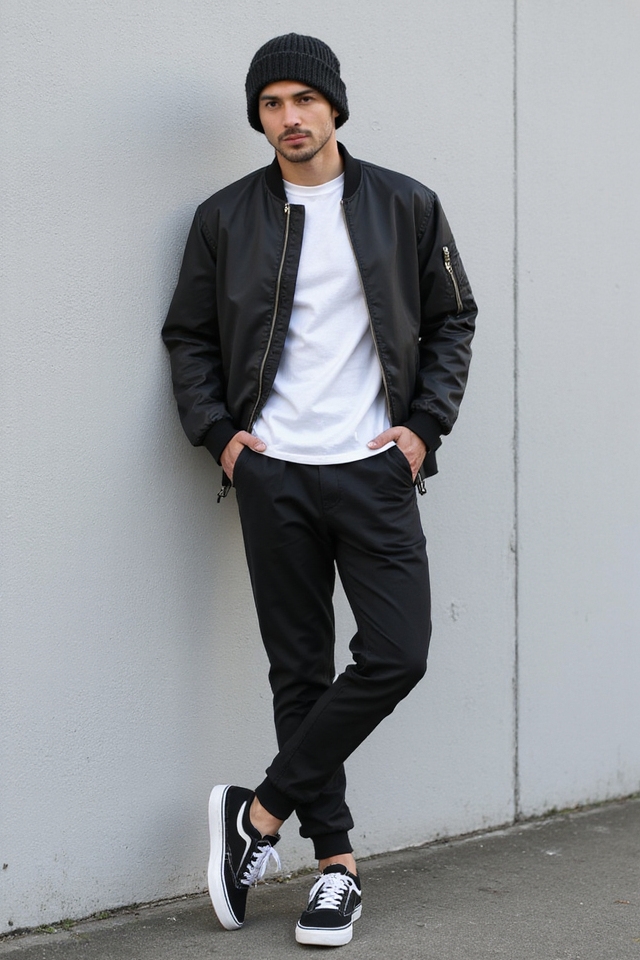 sporty chic bomber outfit