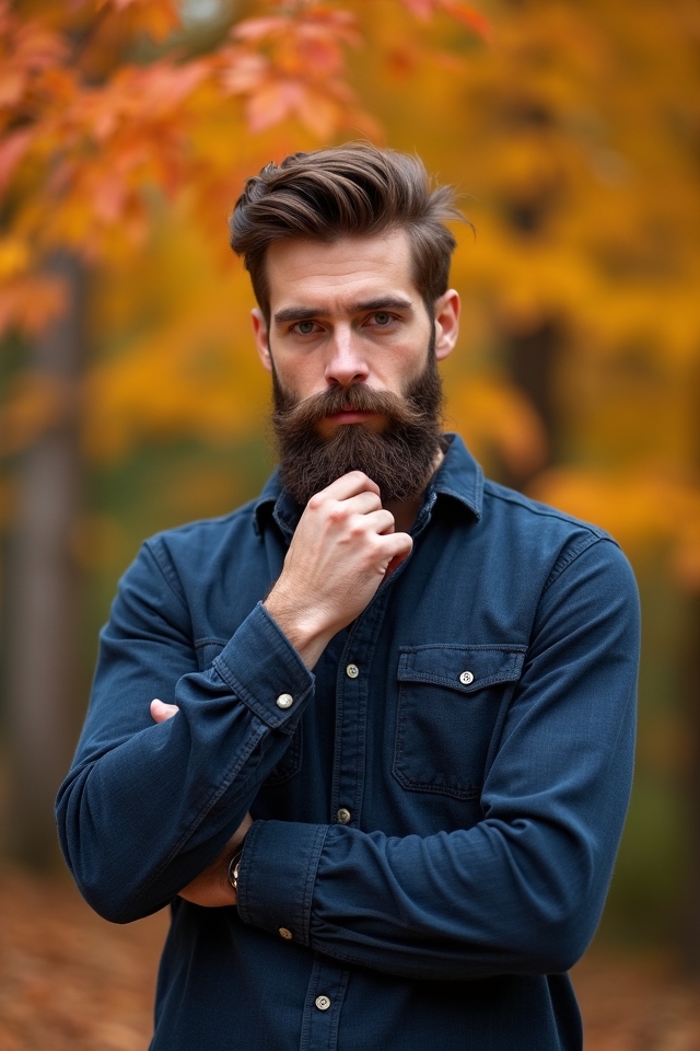 stylish tapered winter beard
