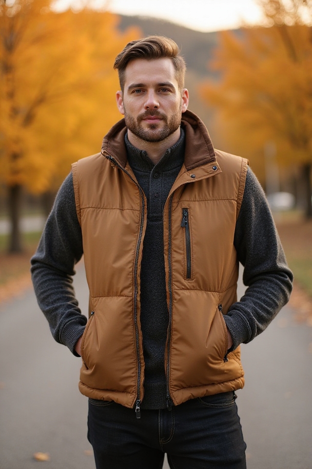versatile puffer vest layering